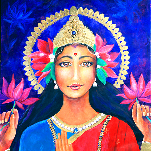Goddess Lakshmi, Original Painting by Lucinda Rae, 24″ x 48″