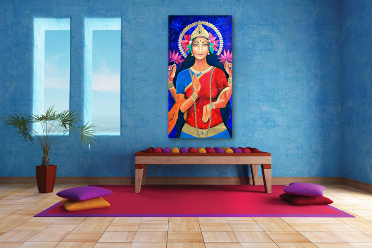 Goddess Lakshmi, Original Painting by Lucinda Rae, 24″ x 48″